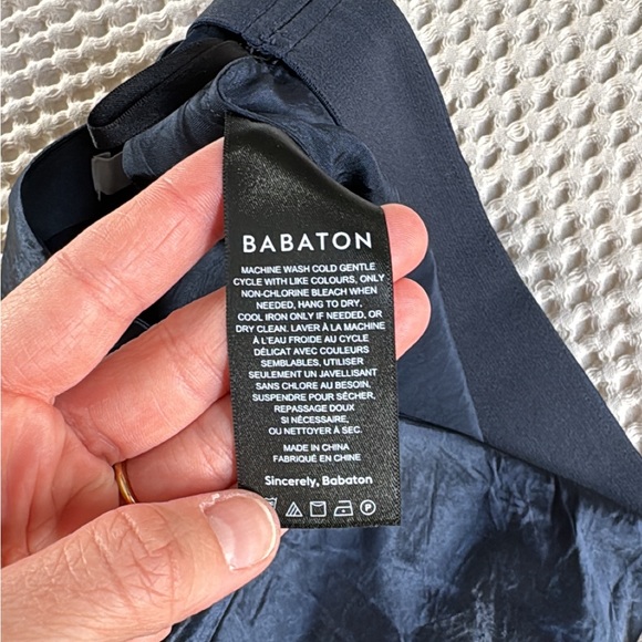 Aritzia Babaton navy slip satin midi skirt - Picture 4 of 8